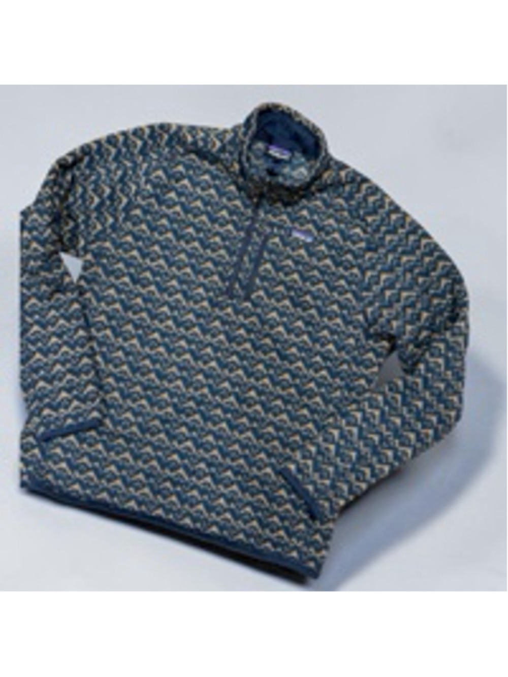 Patagonia Men's Fleece Quarter Zip Sweater XL Blue Beige Pattern
